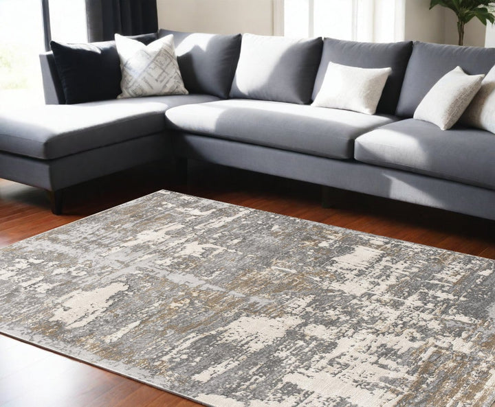 4 X 6 Beige And Gray Distressed Area Rug Image 3