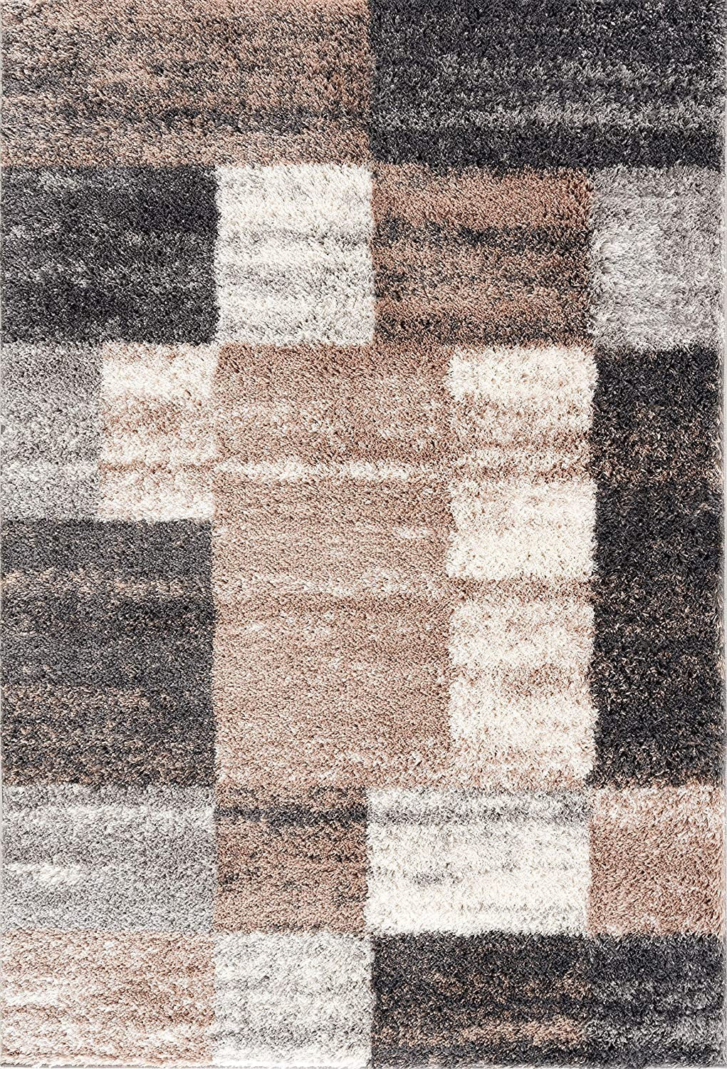 4 X 6 Beige Modern Blocks Area Rug Image 4