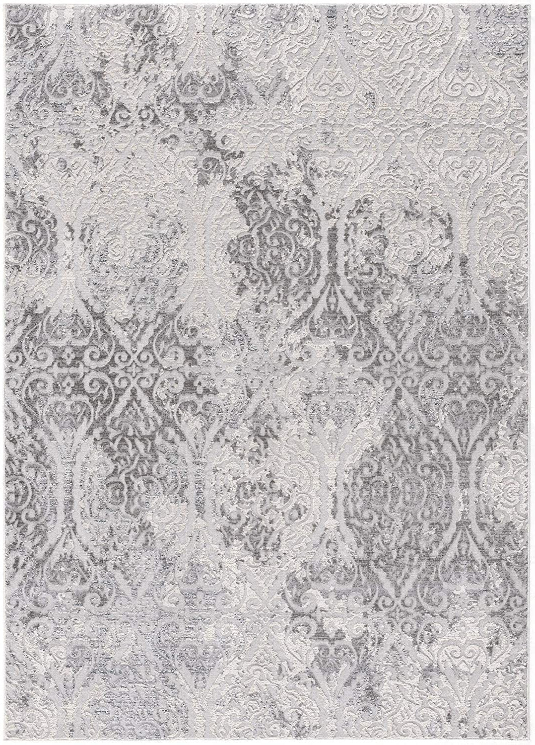 4 X 6 Cream And Gray Tinted Ogee Pattern Area Rug Image 5