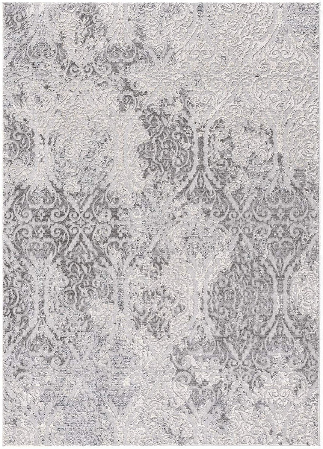 4 X 6 Cream And Gray Tinted Ogee Pattern Area Rug Image 1