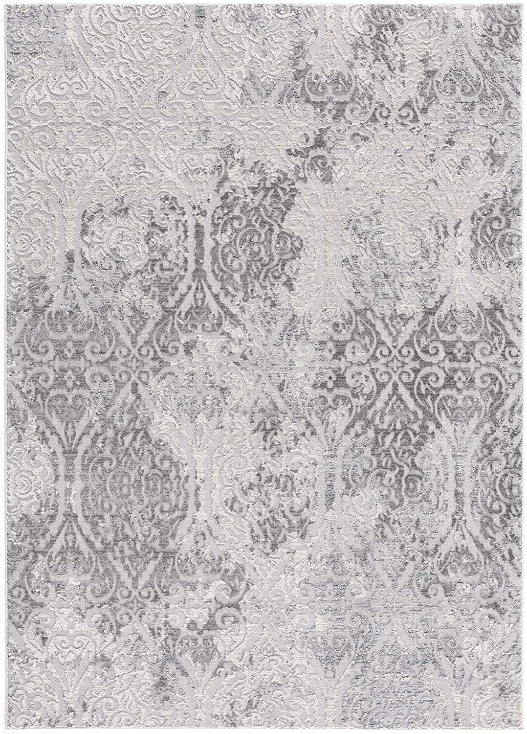 4 X 6 Cream And Gray Tinted Ogee Pattern Area Rug Image 6