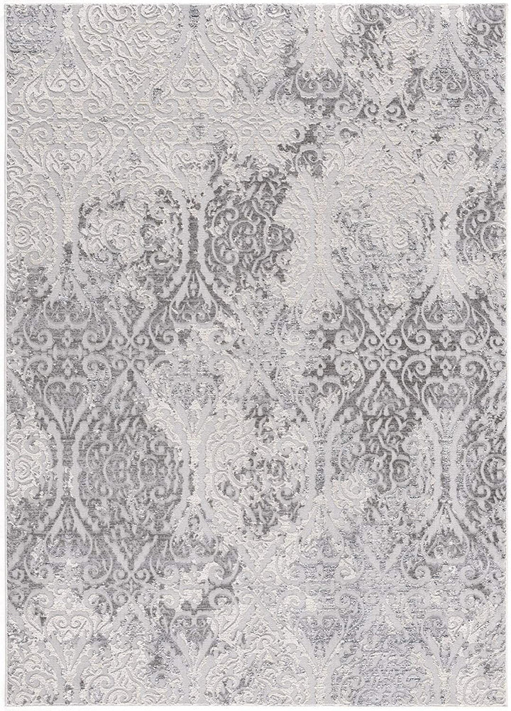 4 X 6 Cream And Gray Tinted Ogee Pattern Area Rug Image 6