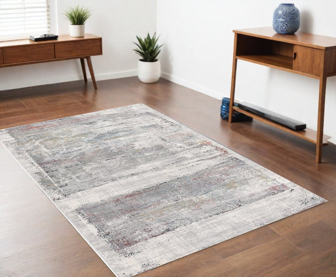 4 X 6 Gray Abstract Irregular Blocks Area Rug Image 1