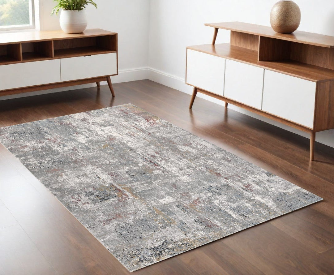 4 X 6 Gray And Ivory Abstract Area Rug Image 1