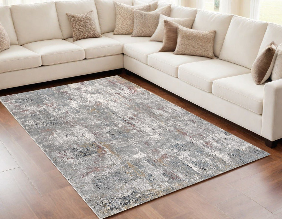 4 X 6 Gray And Ivory Abstract Area Rug Image 2