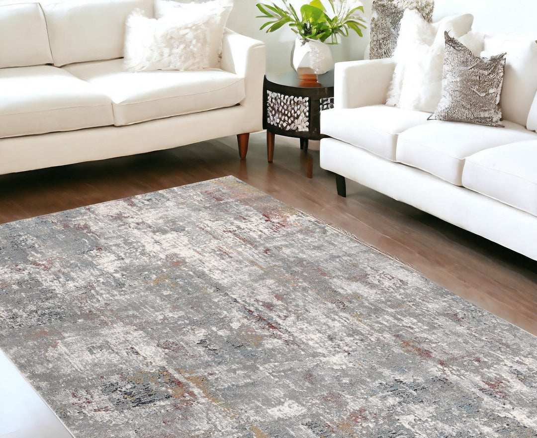 4 X 6 Gray And Ivory Abstract Area Rug Image 3