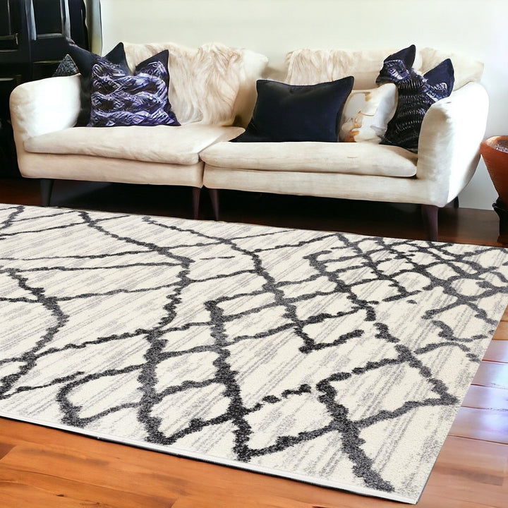 4 X 6 Gray And Black Modern Abstract Area Rug Image 4