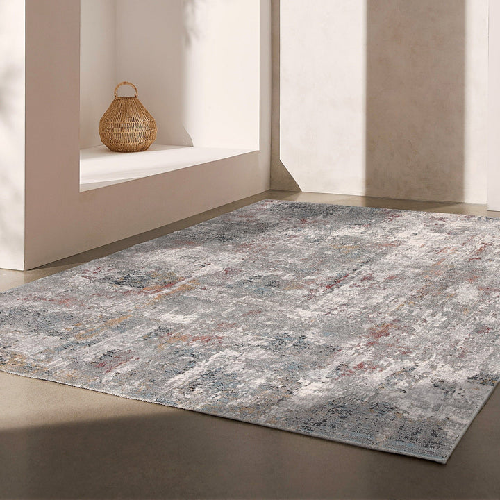 4 X 6 Gray And Ivory Abstract Area Rug Image 6