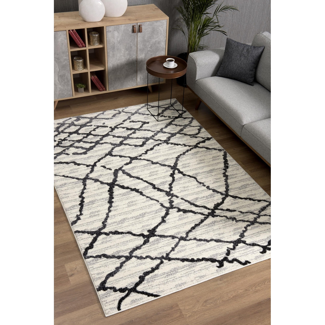 4 X 6 Gray And Black Modern Abstract Area Rug Image 8