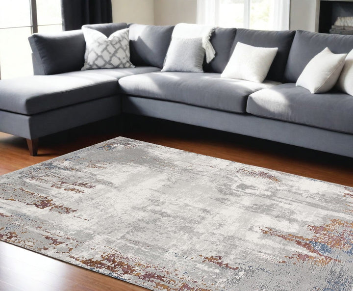 4 X 6 Gray And Ivory Modern Abstract Area Rug Image 3