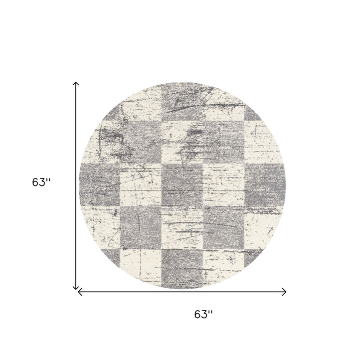 4 X 6 White And Gray Checkered Area Rug Image 3