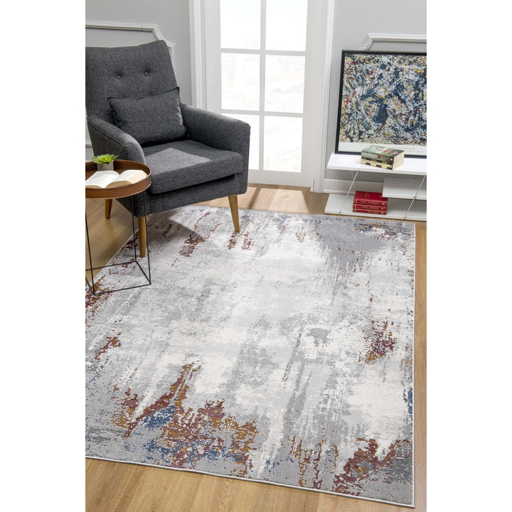 4 X 6 Gray And Ivory Modern Abstract Area Rug Image 6