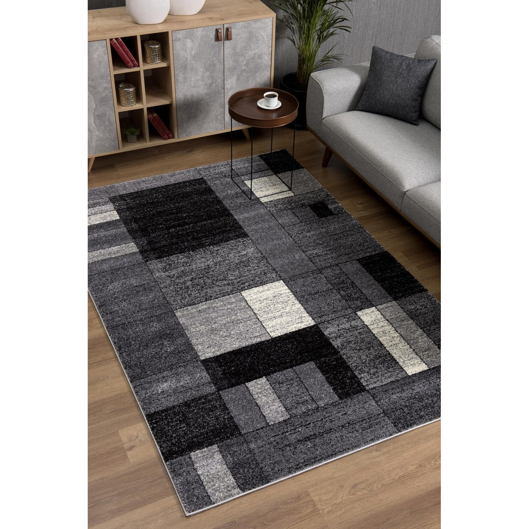 4 X 6 Gray Distressed Geometric Area Rug Image 7