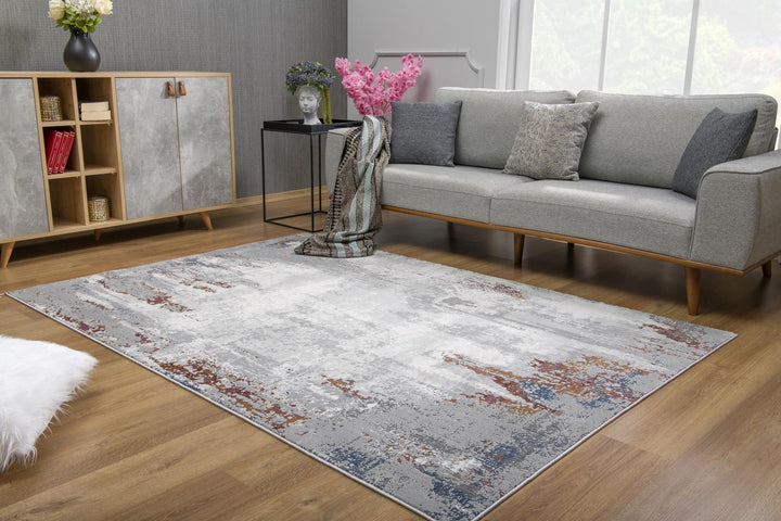 4 X 6 Gray And Ivory Modern Abstract Area Rug Image 7