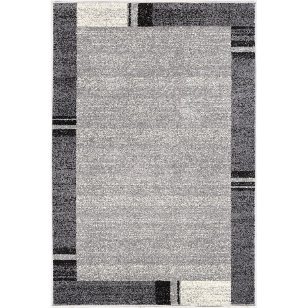 4 X 6 Gray Modern Bordered Area Rug Image 2