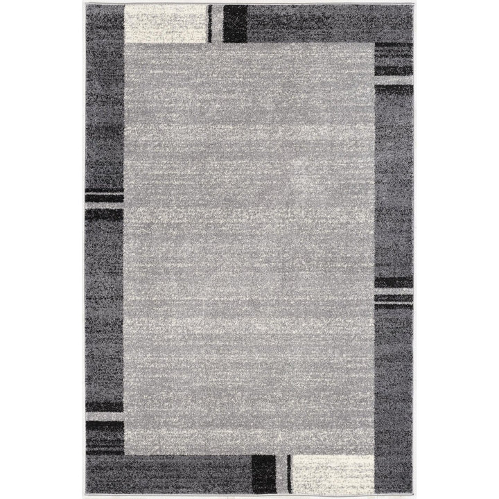 4 X 6 Gray Modern Bordered Area Rug Image 1