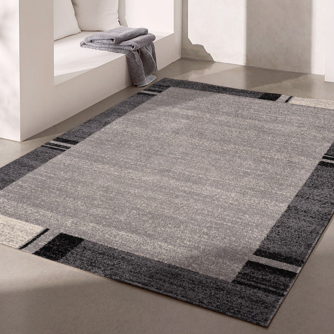 4 X 6 Gray Modern Bordered Area Rug Image 6