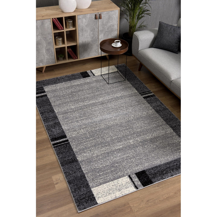 4 X 6 Gray Modern Bordered Area Rug Image 7