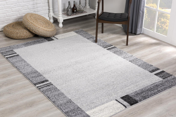 4 X 6 Gray Modern Bordered Area Rug Image 8