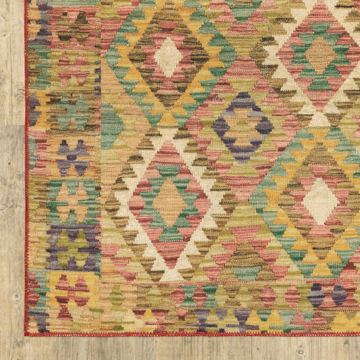 5 X 7 Gold Orange Brown Red Green Purple And Beige Southwestern Printed Stain Resistant Non Skid Area Rug Image 7