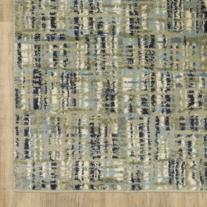 5 X 7 Green Blue Ivory Beige And Light Blue Abstract Power Loom Stain Resistant Area Rug Image 7