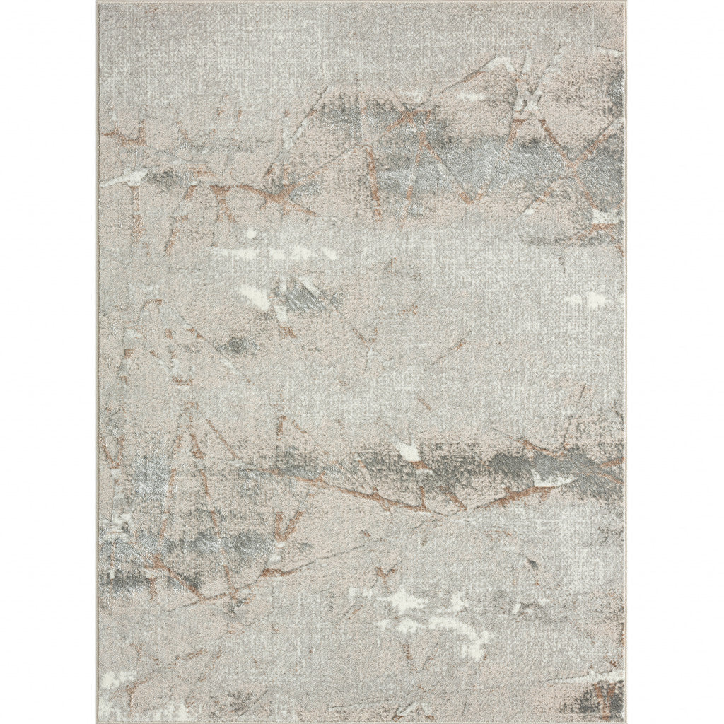 5 X 7 Beige Gray And Brown Abstract Stain Resistant Area Rug Image 1