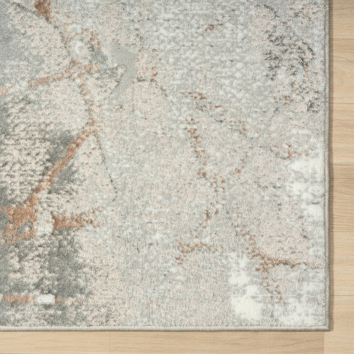 5 X 7 Beige Gray And Brown Abstract Stain Resistant Area Rug Image 4