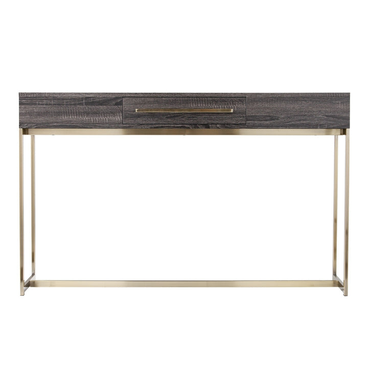 48" Gray and Gold Sled Console Table With Storage Image 3