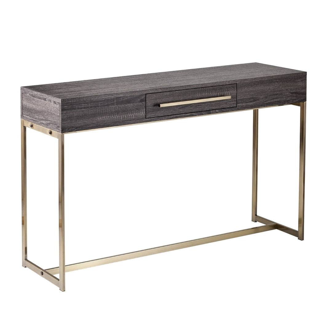 48" Gray and Gold Sled Console Table With Storage Image 4