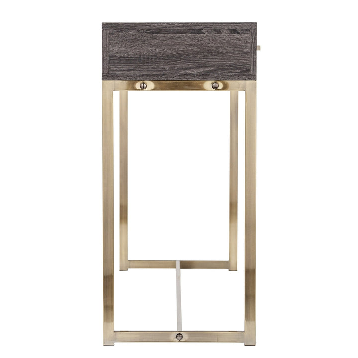 48" Gray and Gold Sled Console Table With Storage Image 5