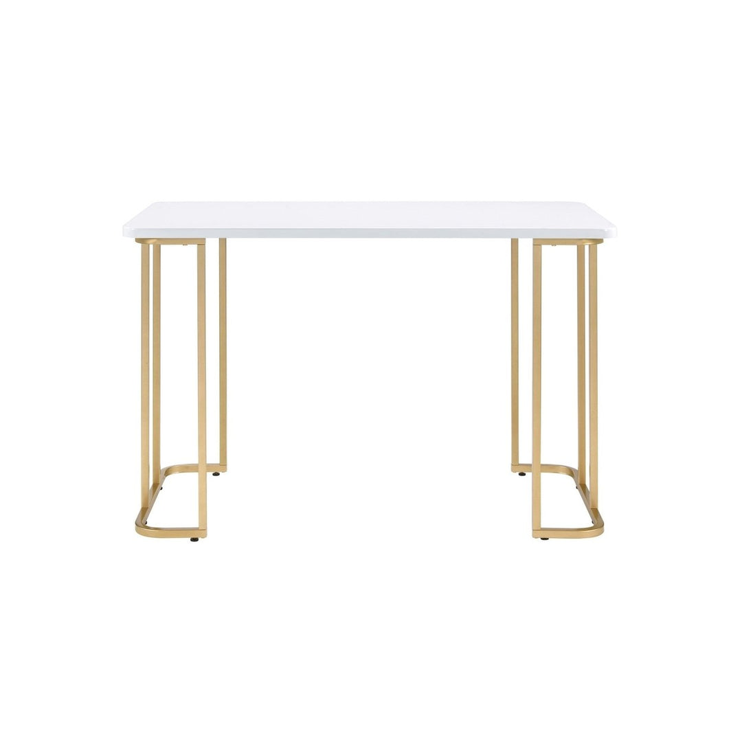 48" White and Gold Writing Desk Image 1