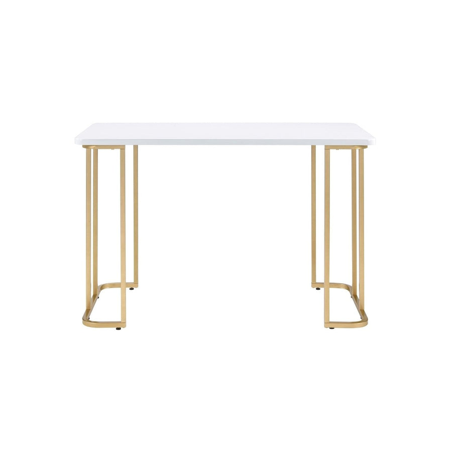 48" White and Gold Writing Desk Image 1