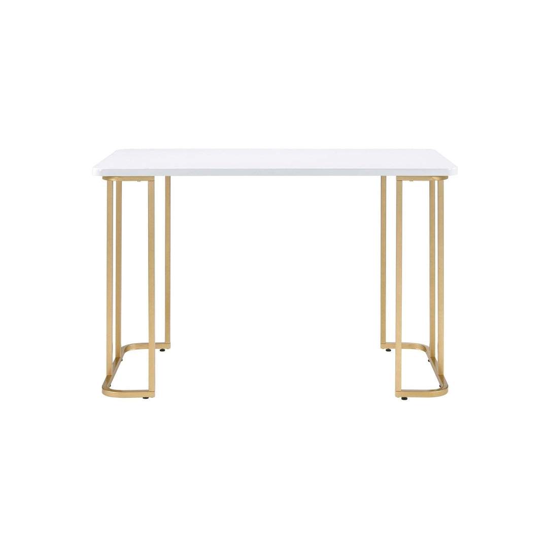 48" White and Gold Writing Desk Image 4