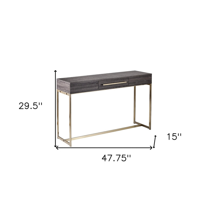 48" Gray and Gold Sled Console Table With Storage Image 10