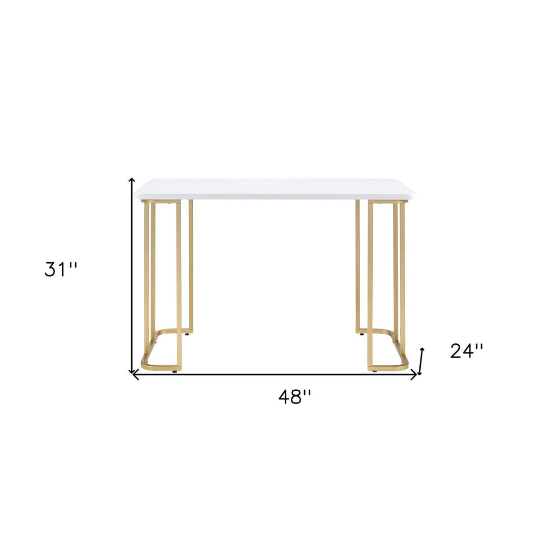 48" White and Gold Writing Desk Image 5