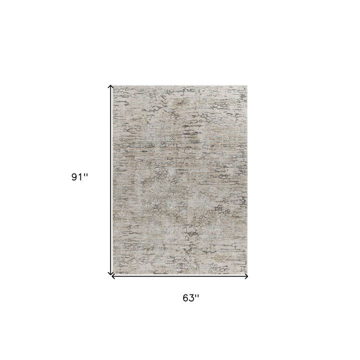 5 X 8 Beige Abstract Stain Resistant Area Rug Image 1