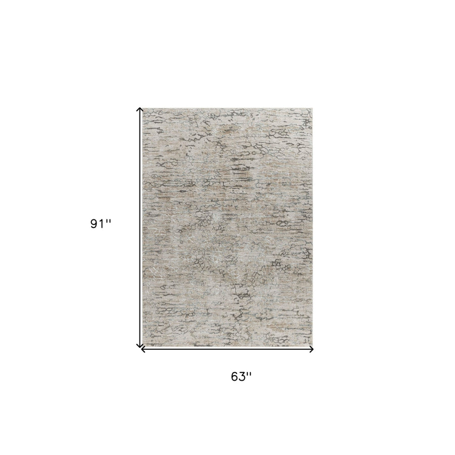 5 X 8 Beige Abstract Stain Resistant Area Rug Image 1