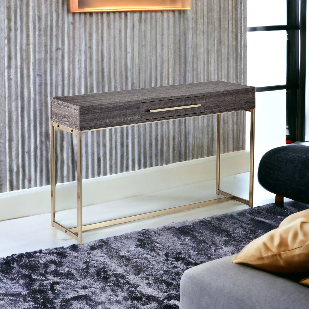 48" Gray and Gold Sled Console Table With Storage Image 11