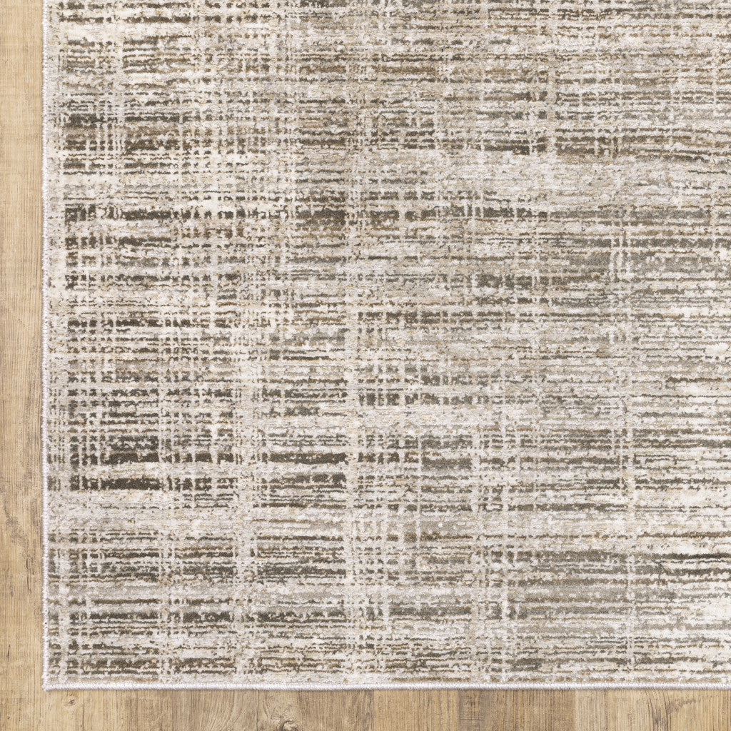 5 X 8 Beige Grey Ivory Tan And Brown Abstract Power Loom Stain Resistant Area Rug Image 9