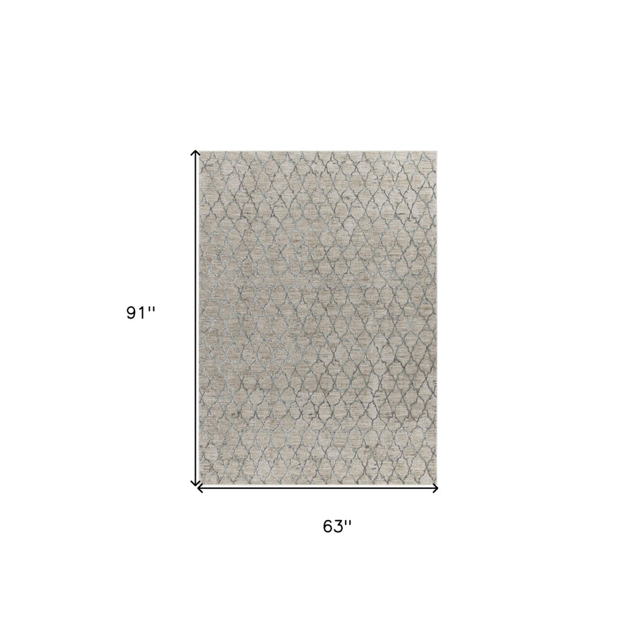 5 X 8 Beige Moroccan Stain Resistant Area Rug Image 1