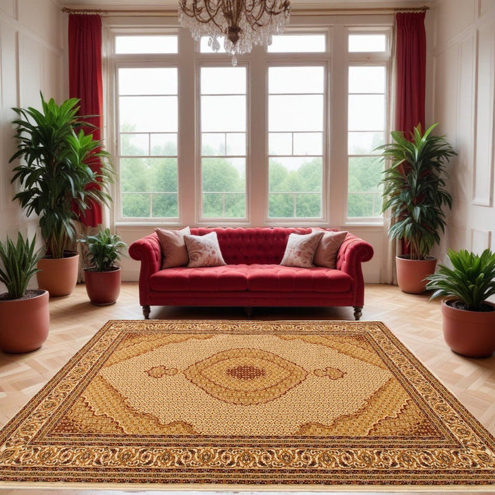 5 x 8 Beige and Ivory Oriental Power Loom Area Rug Image 9