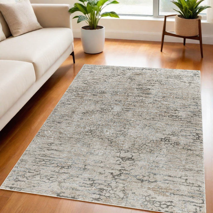 5 X 8 Beige Abstract Stain Resistant Area Rug Image 11