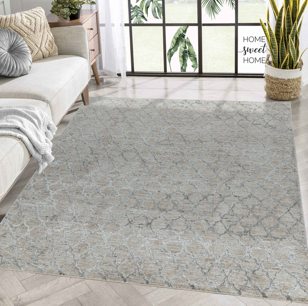 5 X 8 Beige Moroccan Stain Resistant Area Rug Image 4