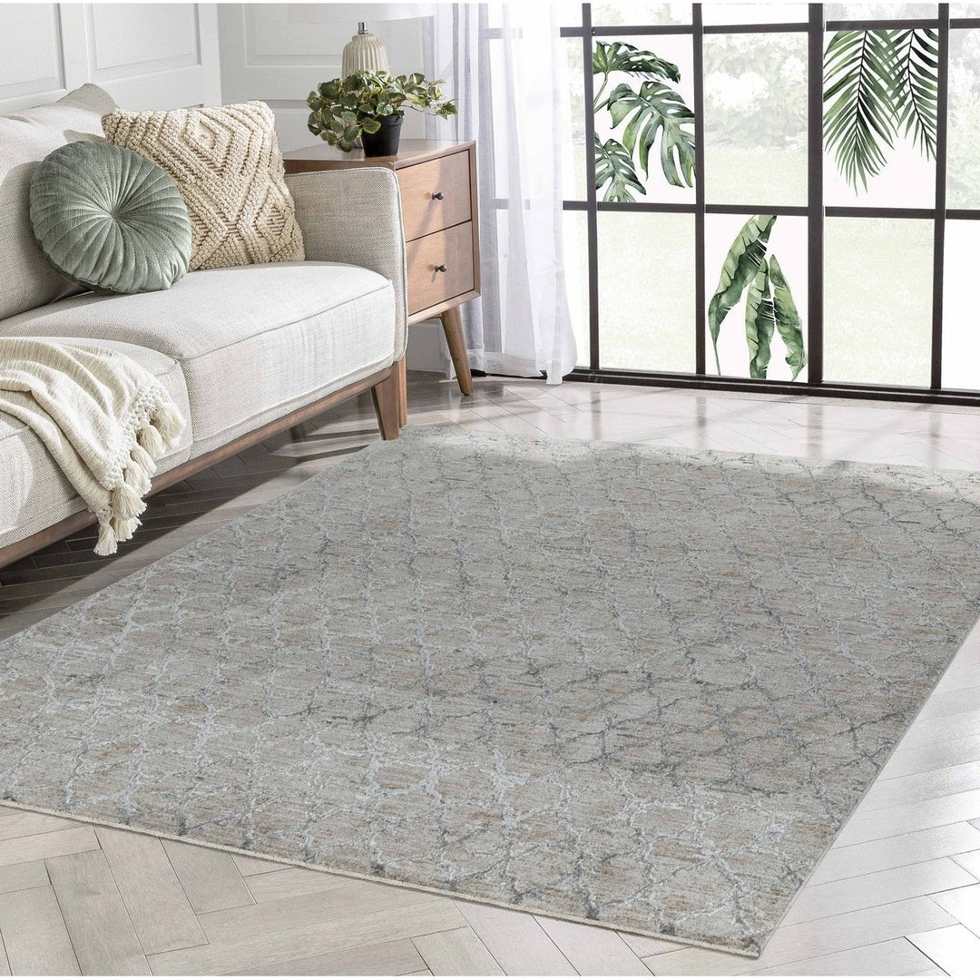 5 X 8 Beige Moroccan Stain Resistant Area Rug Image 9