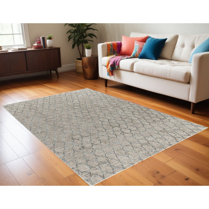 5 X 8 Beige Moroccan Stain Resistant Area Rug Image 11