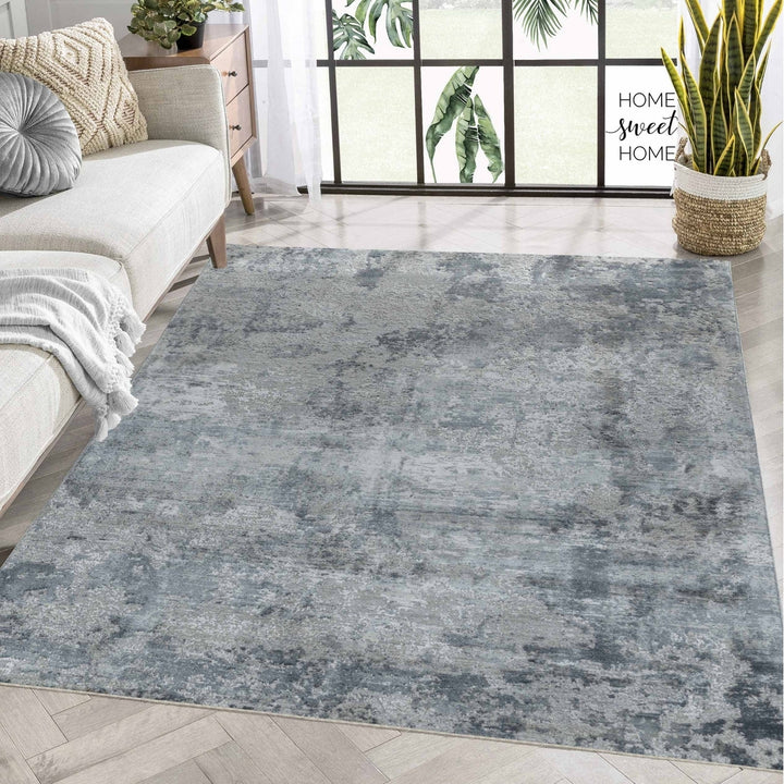 5 X 8 Blue Abstract Power Loom Area Rug Image 4