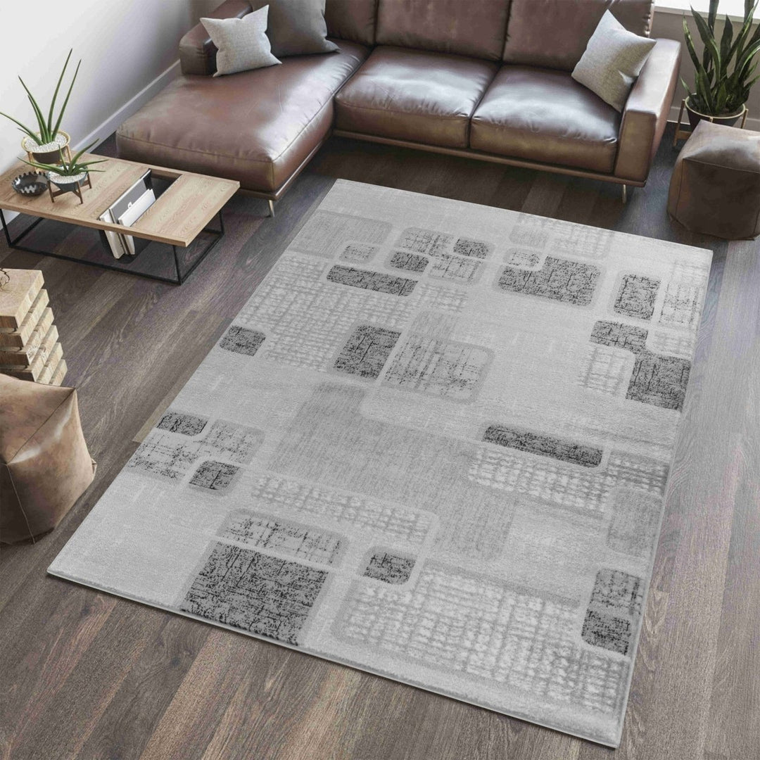 5 X 8 Grey Geometric Area Rug Image 7