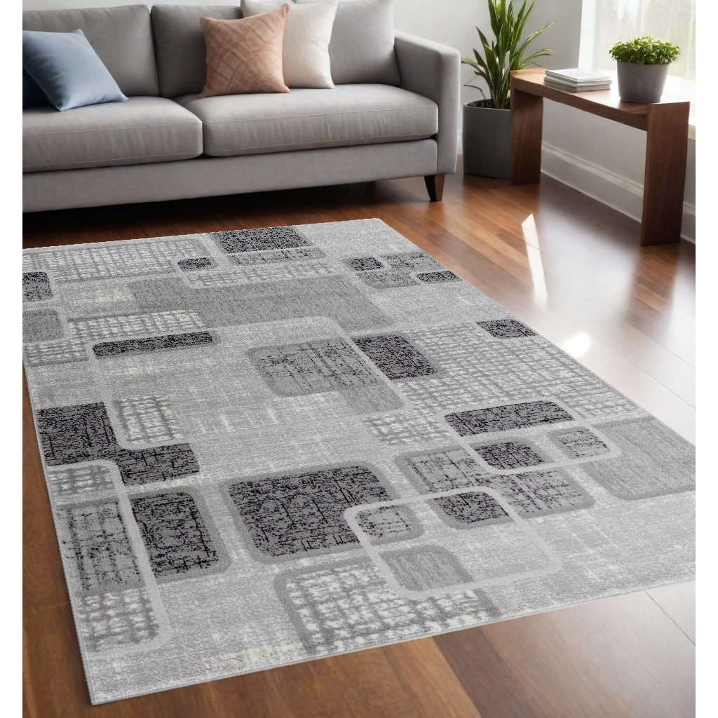 5 X 8 Grey Geometric Area Rug Image 9