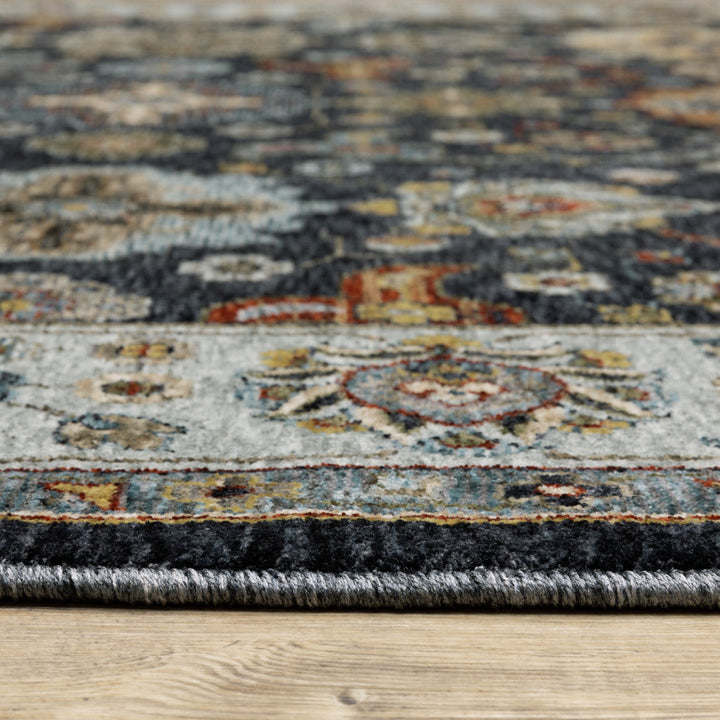 5 X 8 Blue Red Beige Yellow Grey Rust And Gold Oriental Power Loom Stain Resistant Area Rug With Fringe Image 4