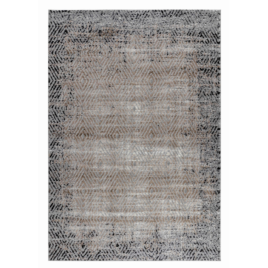 5 X 8 Brown Geometric Area Rug Image 2